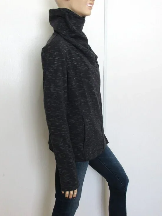 LUCY Athletic Jacket Size Large Black Full Zip with Snap Neck - Picture 3 of 8